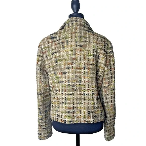 Lafayette 148 Boucle Tweed Cropped Jacket Women Small Wool Blend Multicolor Hook - Picture 2 of 13